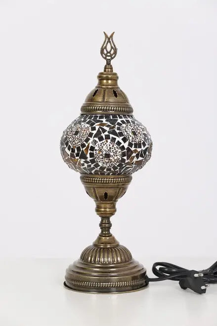 Turkish Moroccan Mosaic Glass Lamp Brown Separated Circles