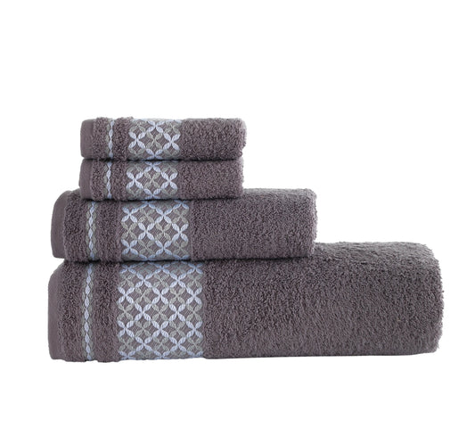 Bath Towel XXL Plaid Set of 4 - 100% Turkish Cotton
