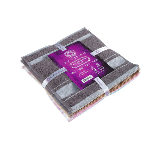 Washcloths Bath Towel Set of 6 - 100% Turkish Cotton Face/Hair/Hand