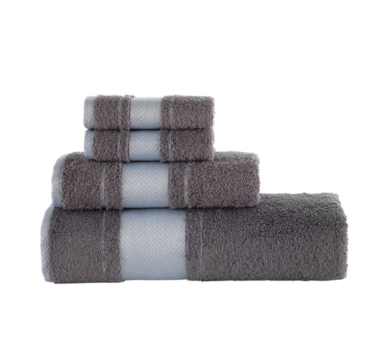 Bath Towel XXL Fishbone Set of 4 - 100% Turkish Cotton
