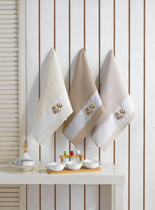 Jacquard Floral Kitchen (Dish) Towels Set of 3