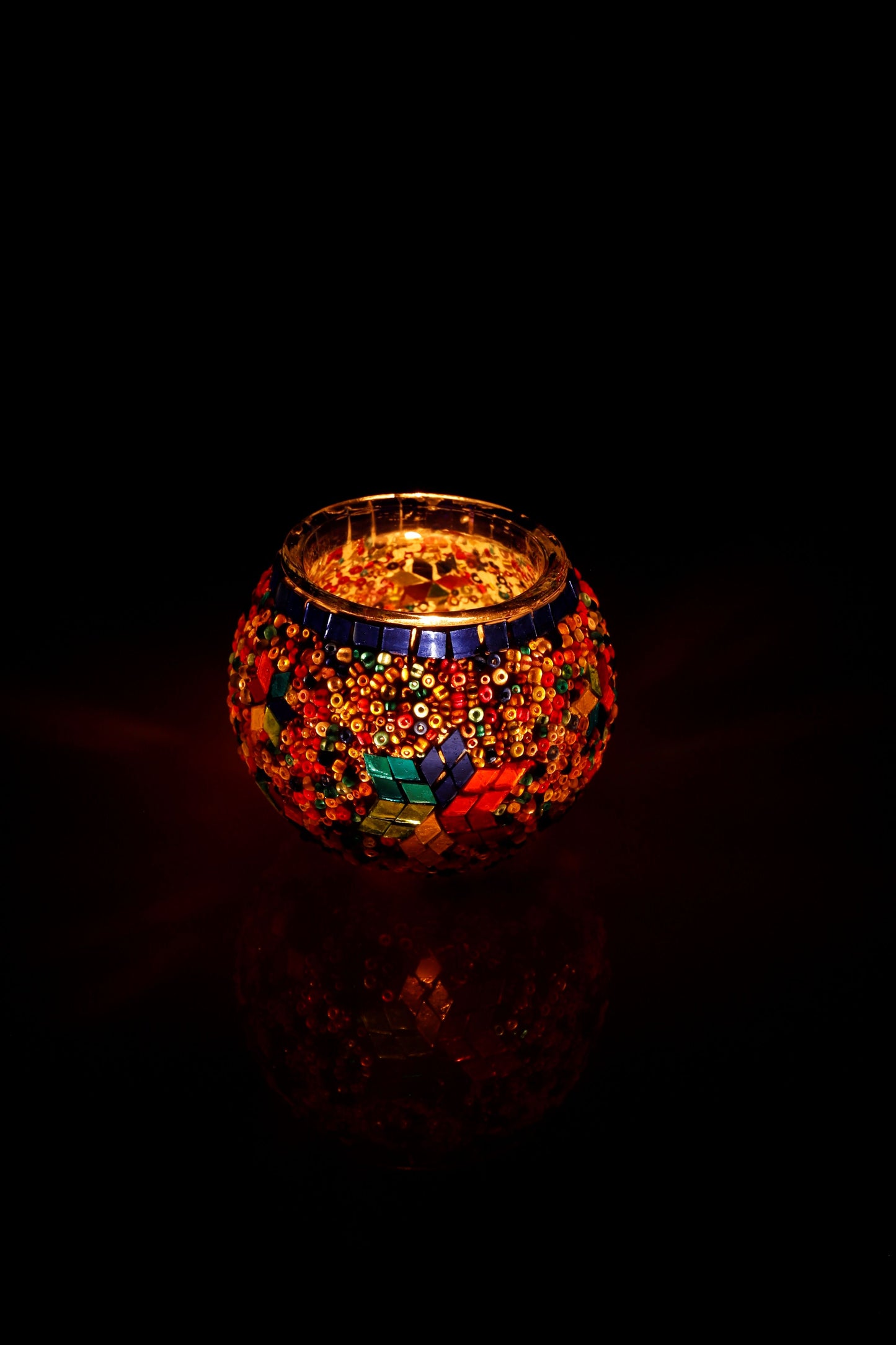 Large Mosaic Glass Candle Holders