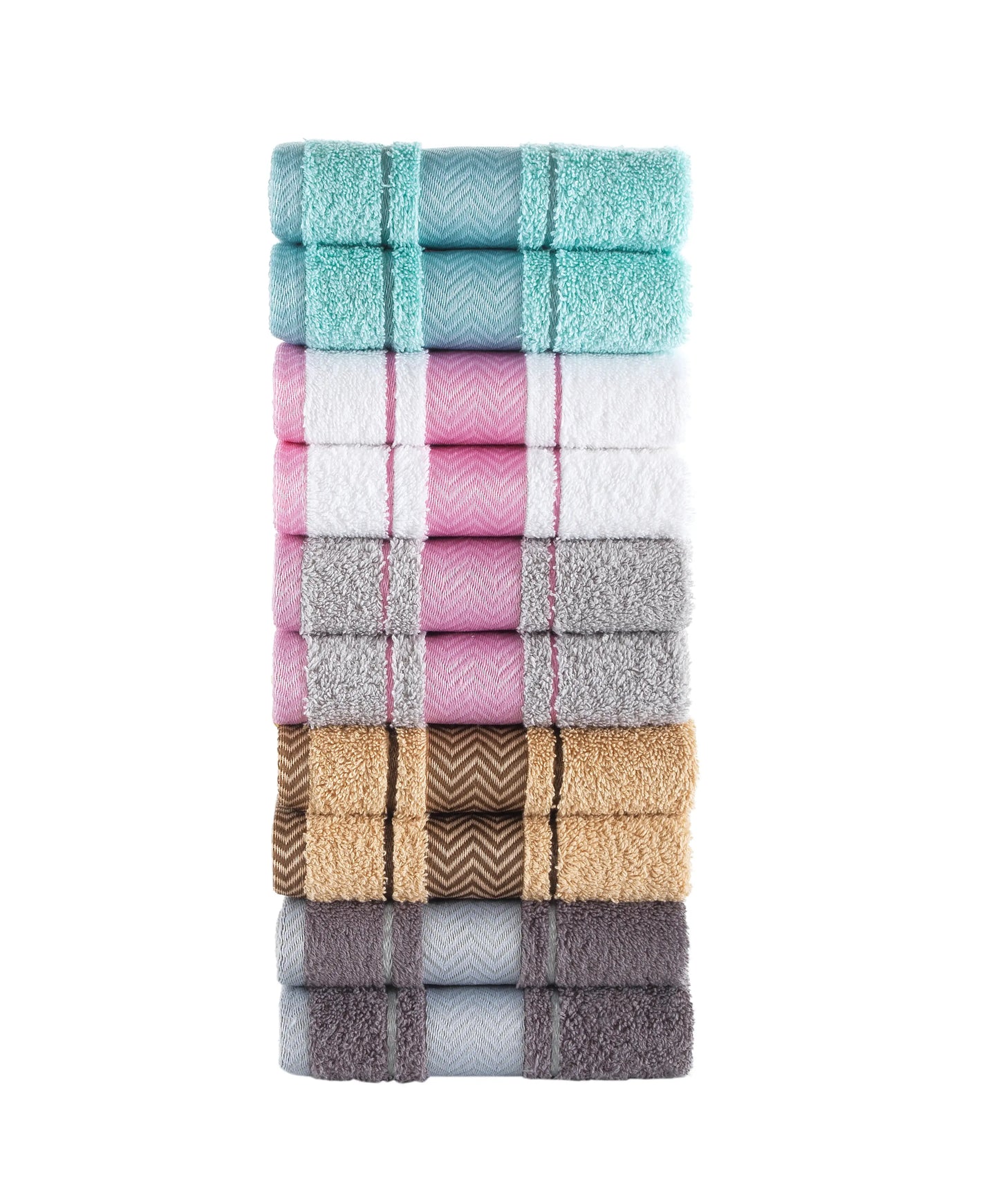 Washcloths set of 10 - Multicolor - 100% Turkish Cotton