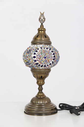 Turkish Moroccan Mosaic Glass Lamp Multicolor Center Circle