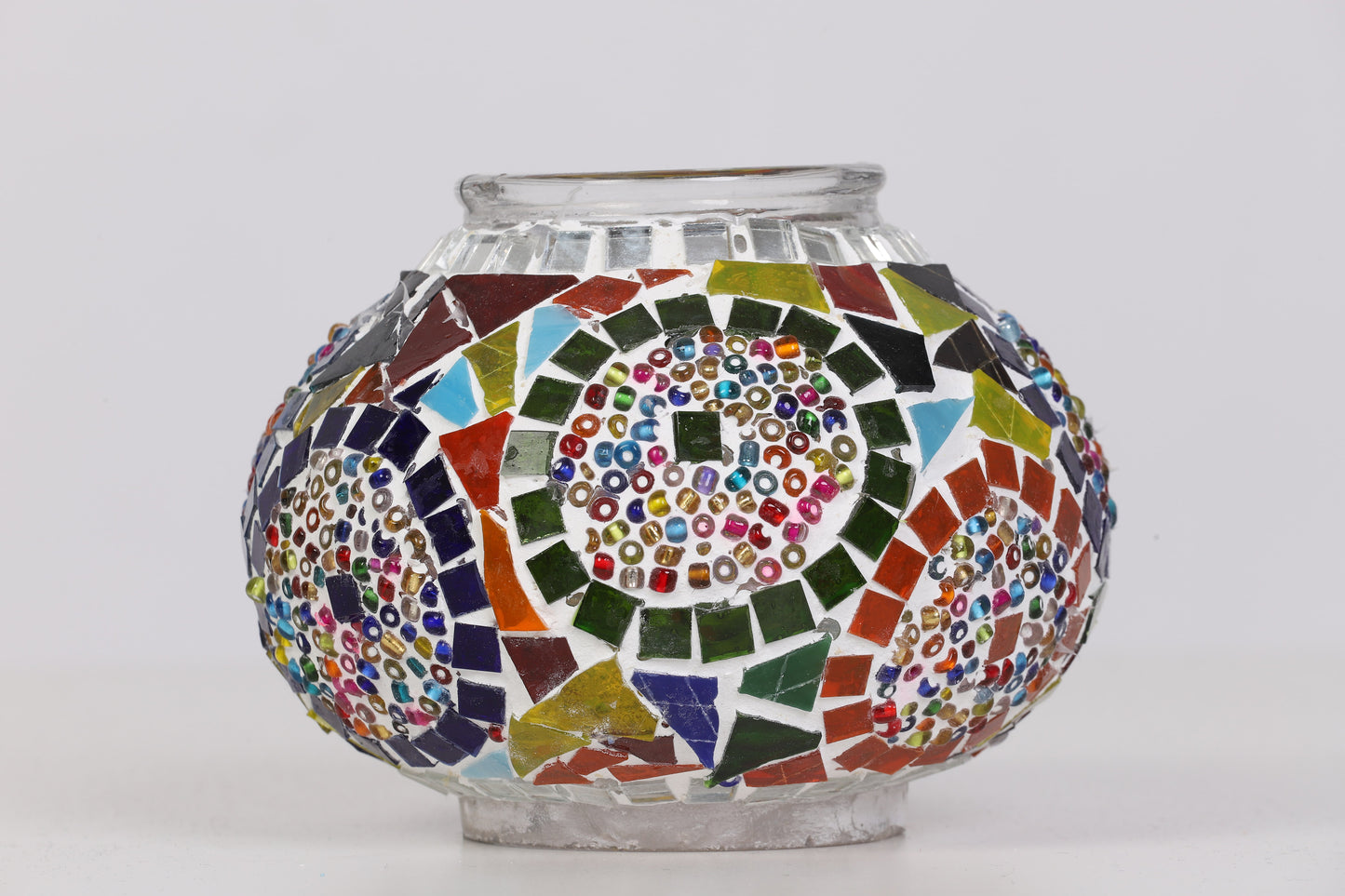 Turkish Moroccan Mosaic Glass Lamp Multicolor Circles