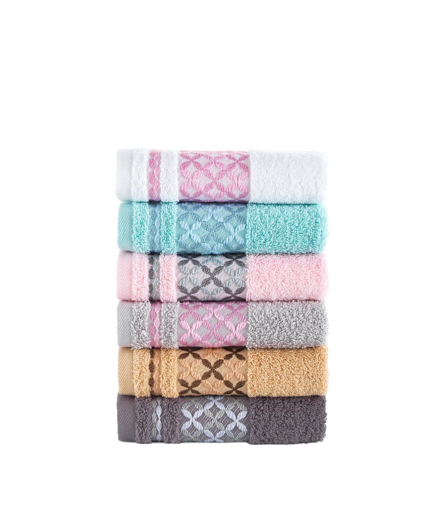 Washcloths set of 6 - Multicolor - 100% Turkish Cotton