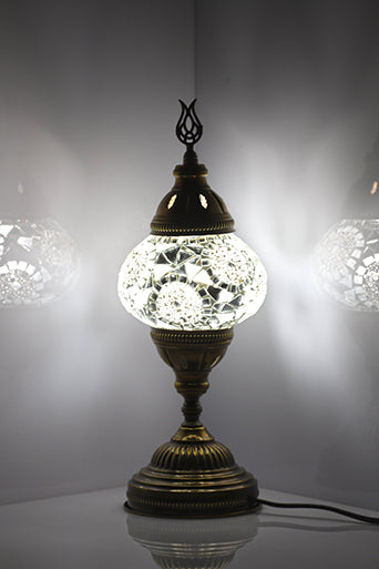 Turkish Moroccan Mosaic Glass Lamp White Separated Circles