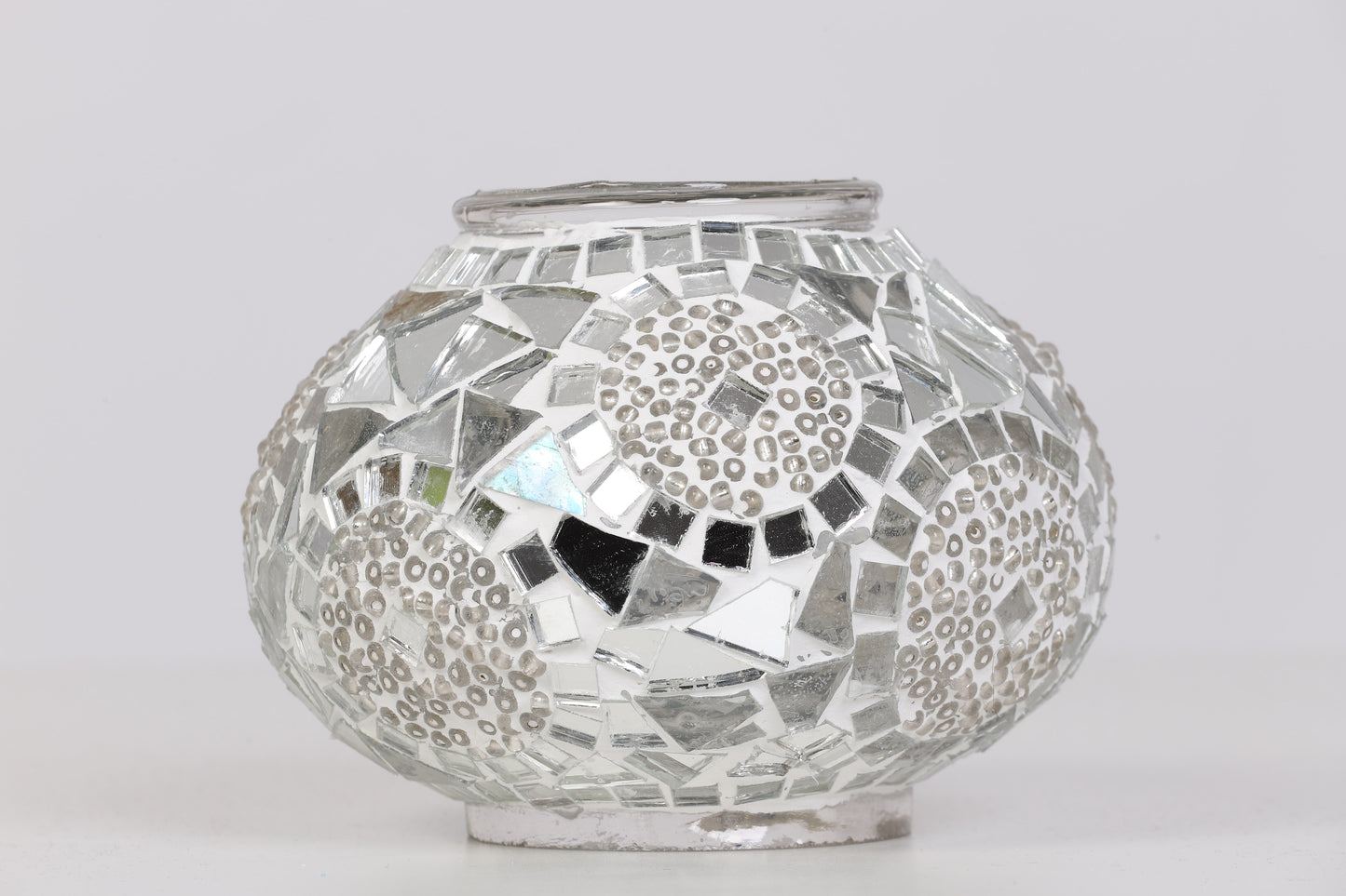 Turkish Moroccan Mosaic Glass Lamp White Separated Circles