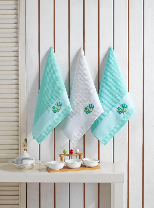 Jacquard Floral Kitchen (Dish) Towels Set of 3