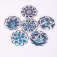 Turkish Floral Mixed Blue Designs Daisy Ceramic Coaster Set